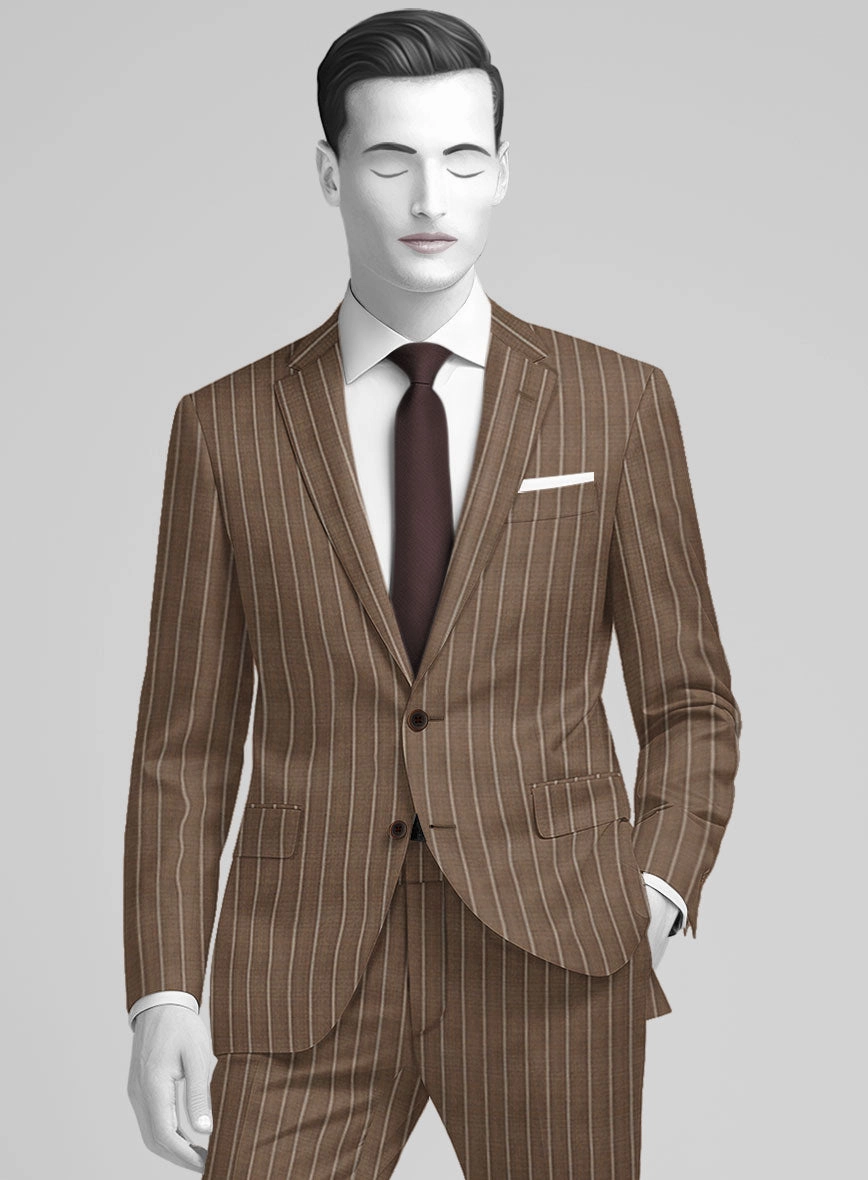 Napolean Gavino Stripe Brown Wool Suit