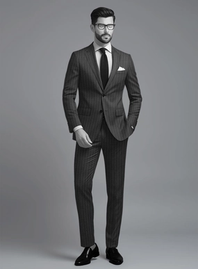 Napolean Genova Stripe Charcoal Wool Suit