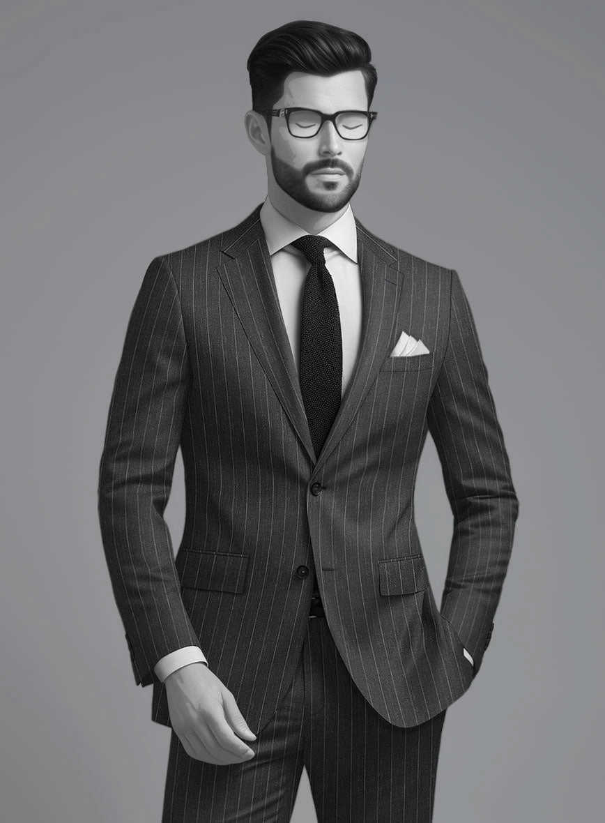 Napolean Genova Stripe Charcoal Wool Suit