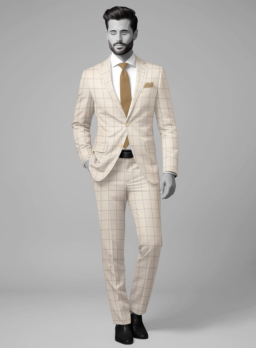 Napolean Noemi Windowpane Beige Wool Suit
