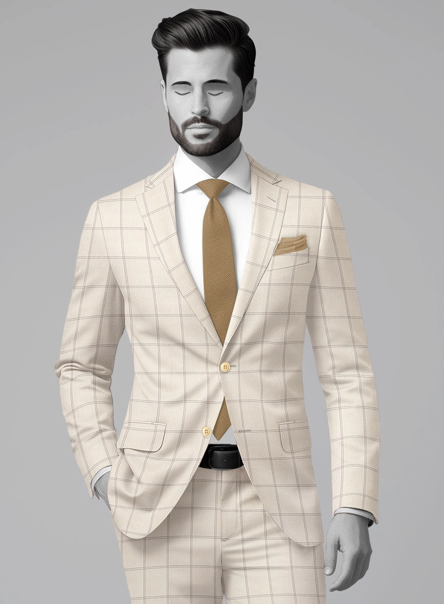 Napolean Noemi Windowpane Beige Wool Suit