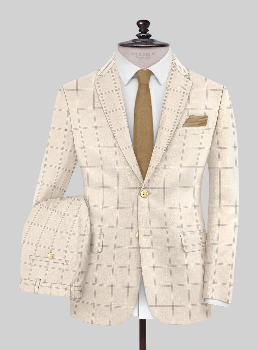 Napolean Noemi Windowpane Beige Wool Suit