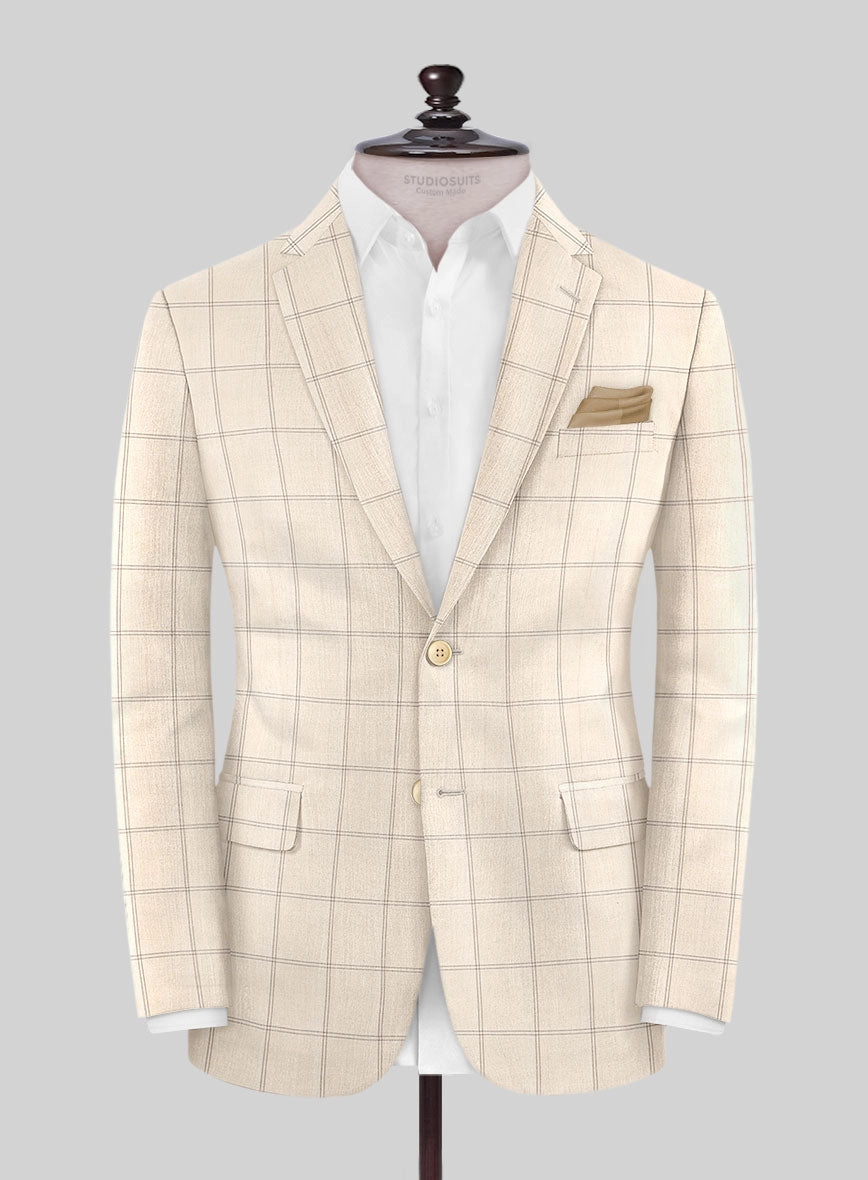 Napolean Noemi Windowpane Beige Wool Suit