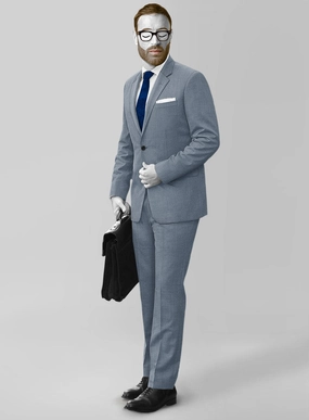 Napolean Powder Blue Sharkskin Wool Suit