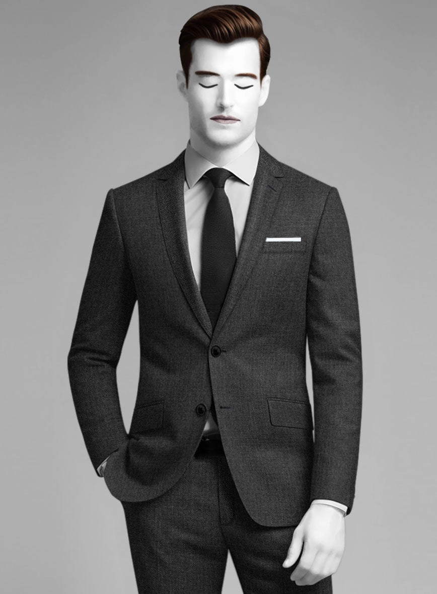 Napolean Sharkskin Charcoal Wool Suit