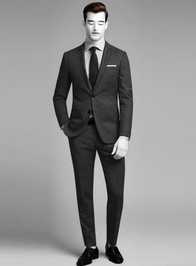 Napolean Sharkskin Charcoal Wool Suit