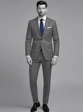 Napolean Sharkskin Gray Wool Suit