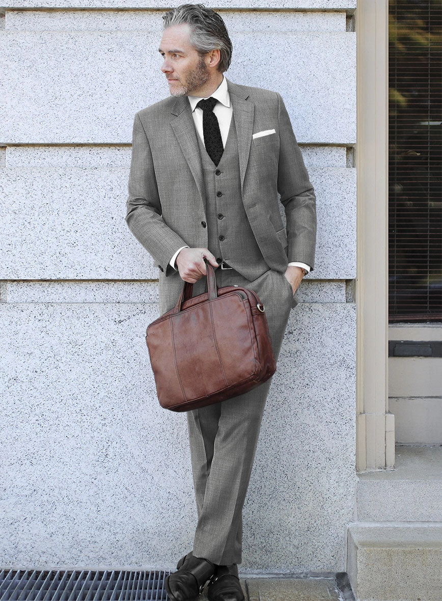 Napolean Sharkskin Light Gray Wool Suit