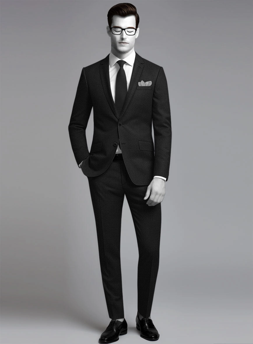 Napolean Stretch Black Wool Suit