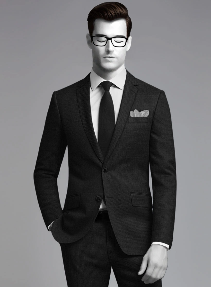 Napolean Stretch Black Wool Suit