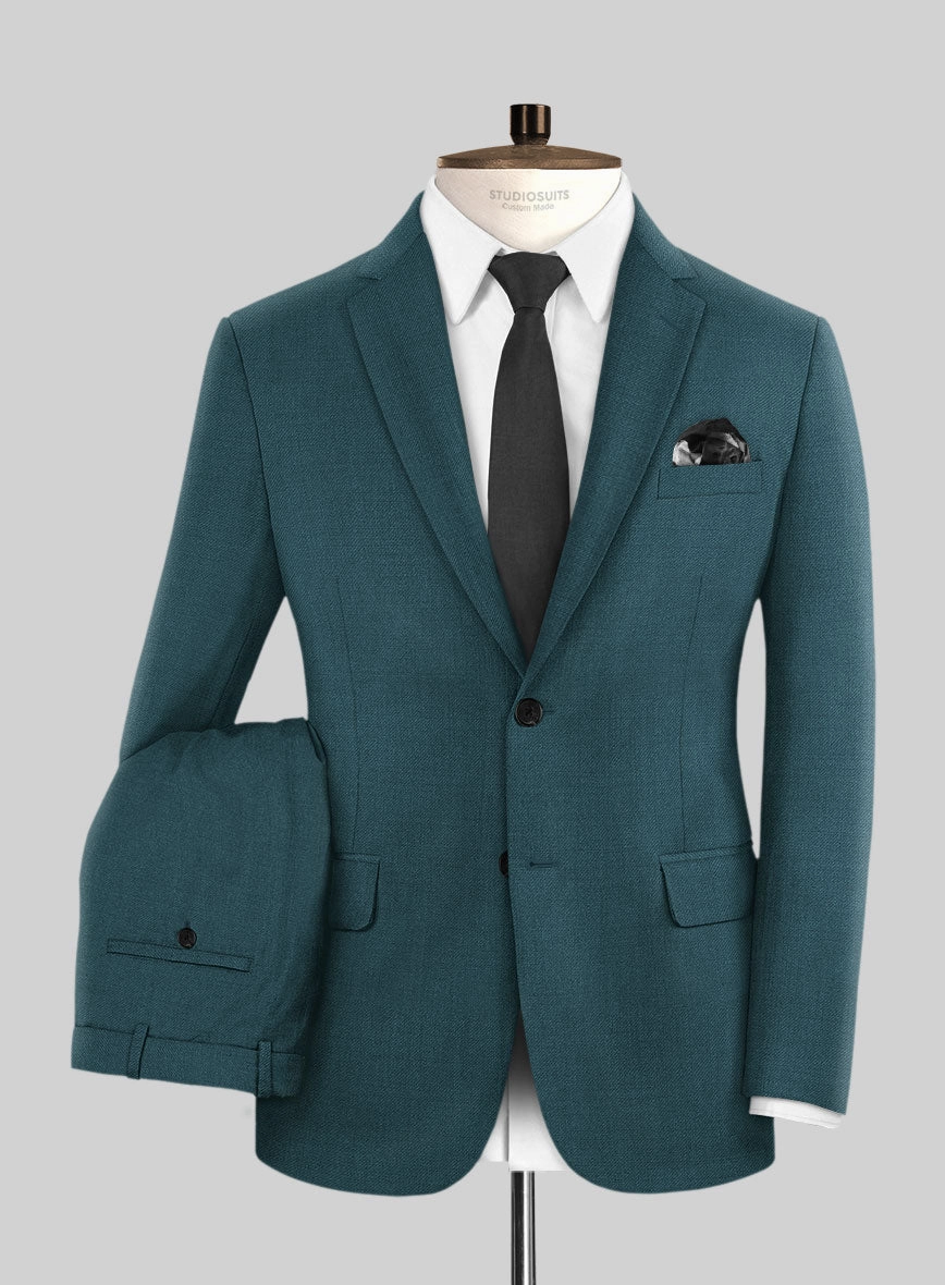 Napolean Stretch Teal Blue Wool Suit
