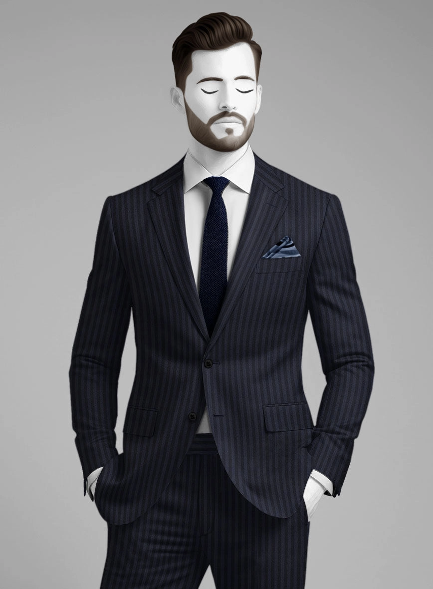 Napolean Vittore Stripe Ink Blue Wool Suit