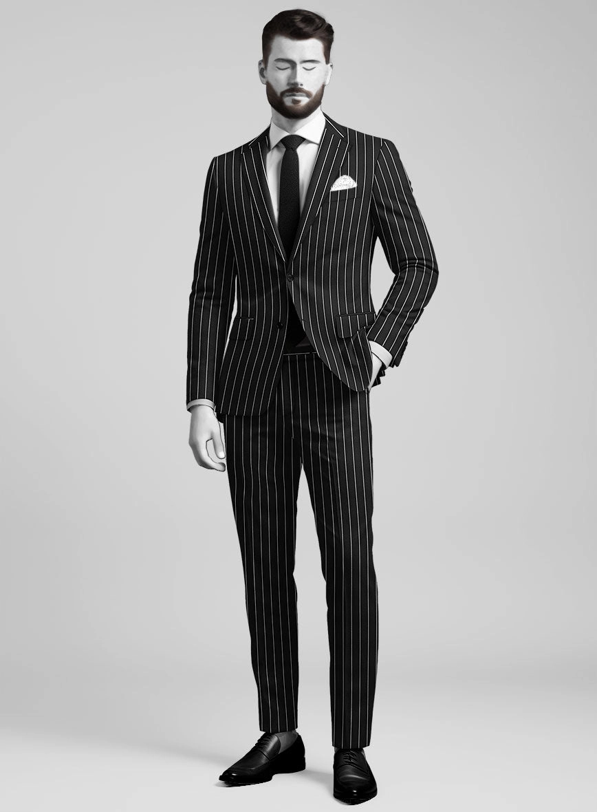 Napolean Zumel Stripe Black Wool Suit
