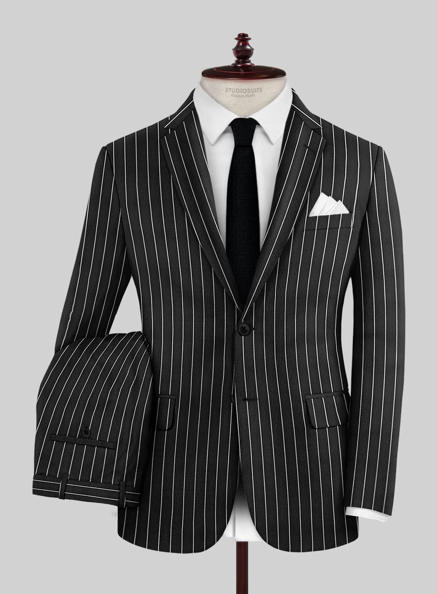 Napolean Zumel Stripe Black Wool Suit