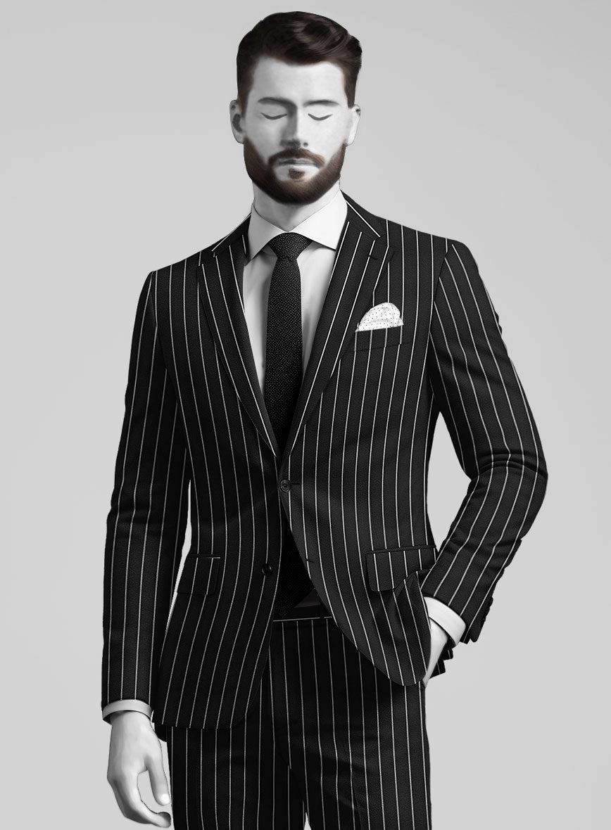 Napolean Zumel Stripe Black Wool Suit