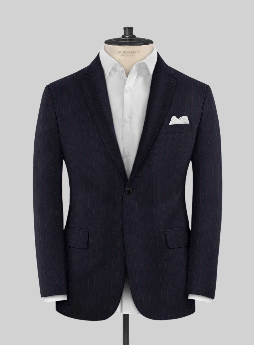 Navy Old World Stripe Wool Suit