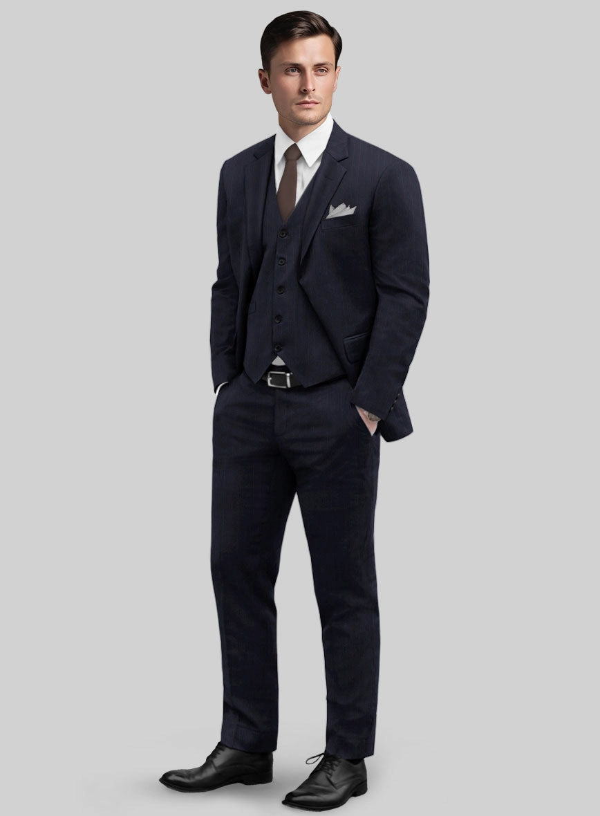 Navy Old World Stripe Wool Suit
