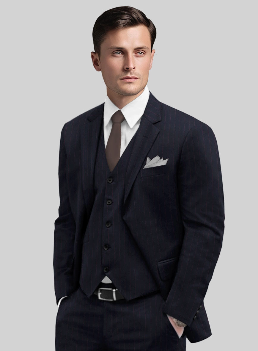 Navy Old World Stripe Wool Suit