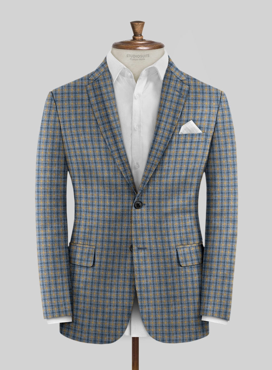 Noble Raquel Blue Wool Silk Linen Suit