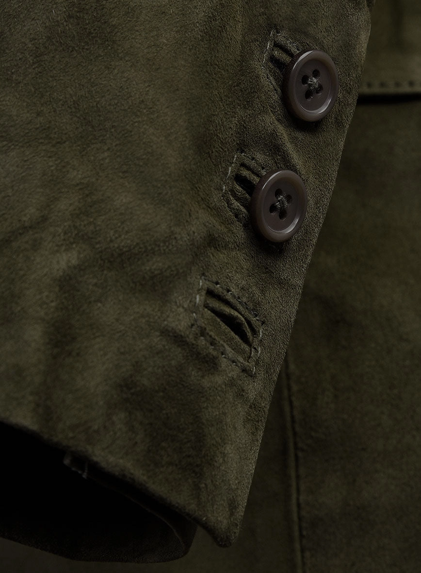Olive Green Suede Leather Suit