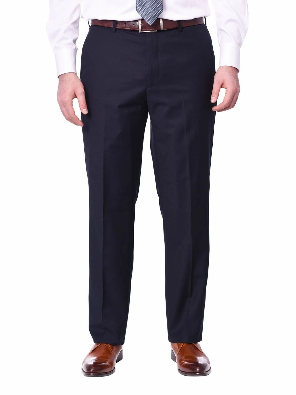 Raphael Big & Tall Classic Fit Solid Navy Blue Two Button Wool-touch Suit