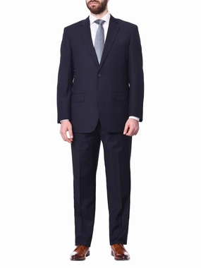 Raphael Big & Tall Classic Fit Solid Navy Blue Two Button Wool-touch Suit