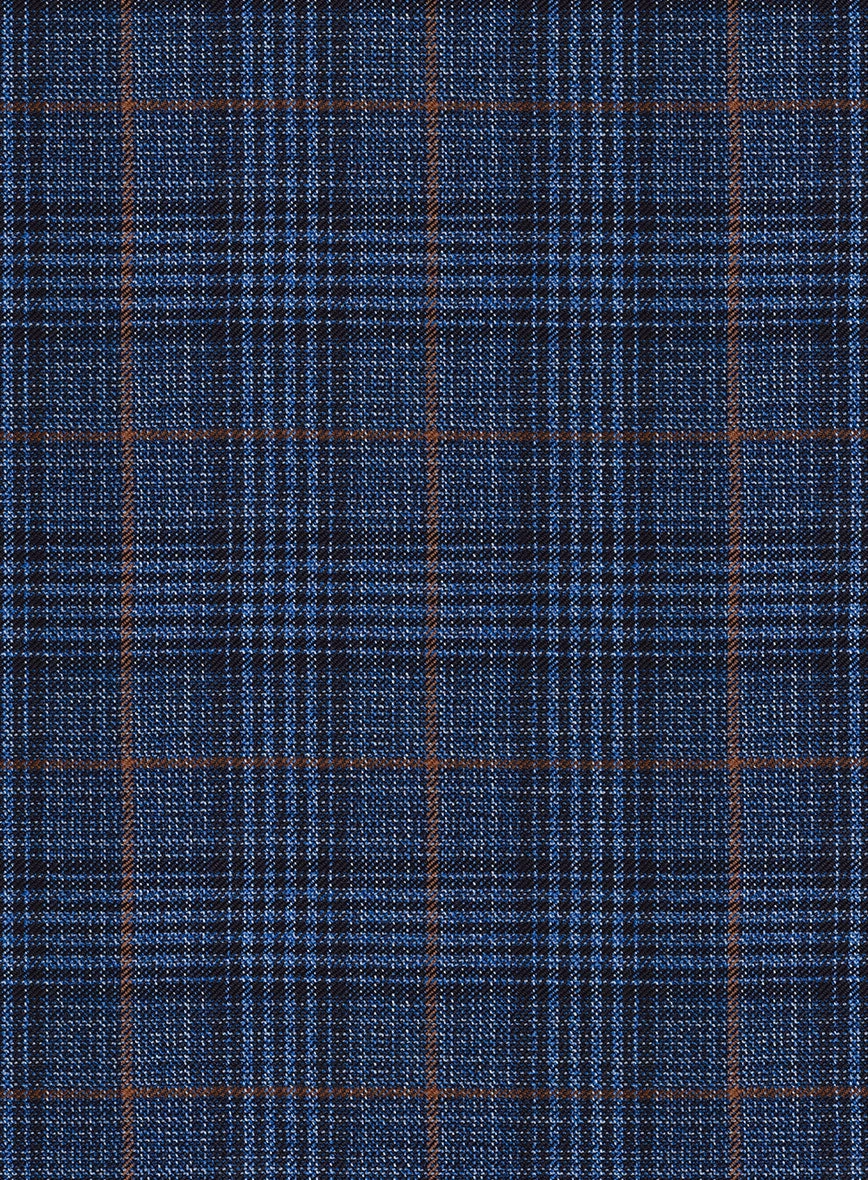Reda Azul Blue Checks Wool Suit