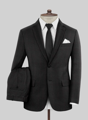 Reda Cashmere Dark Gray Windowpane Wool Suit