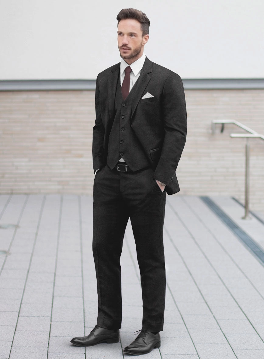 Reda Cashmere Dark Gray Windowpane Wool Suit