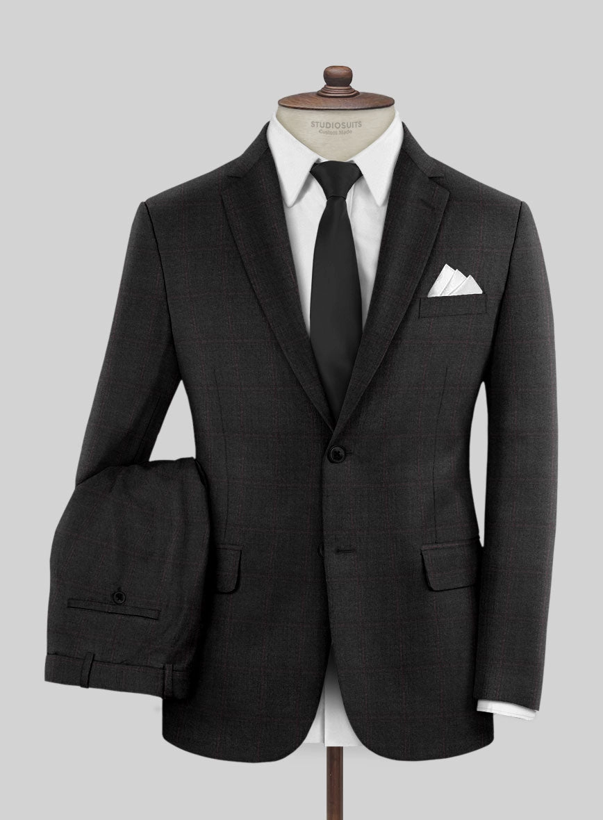 Reda Cashmere Dark Gray Windowpane Wool Suit