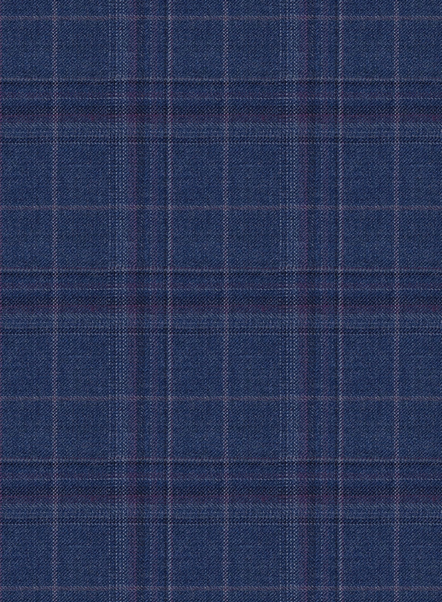 Reda Cerulean Blue Checks Wool Suit