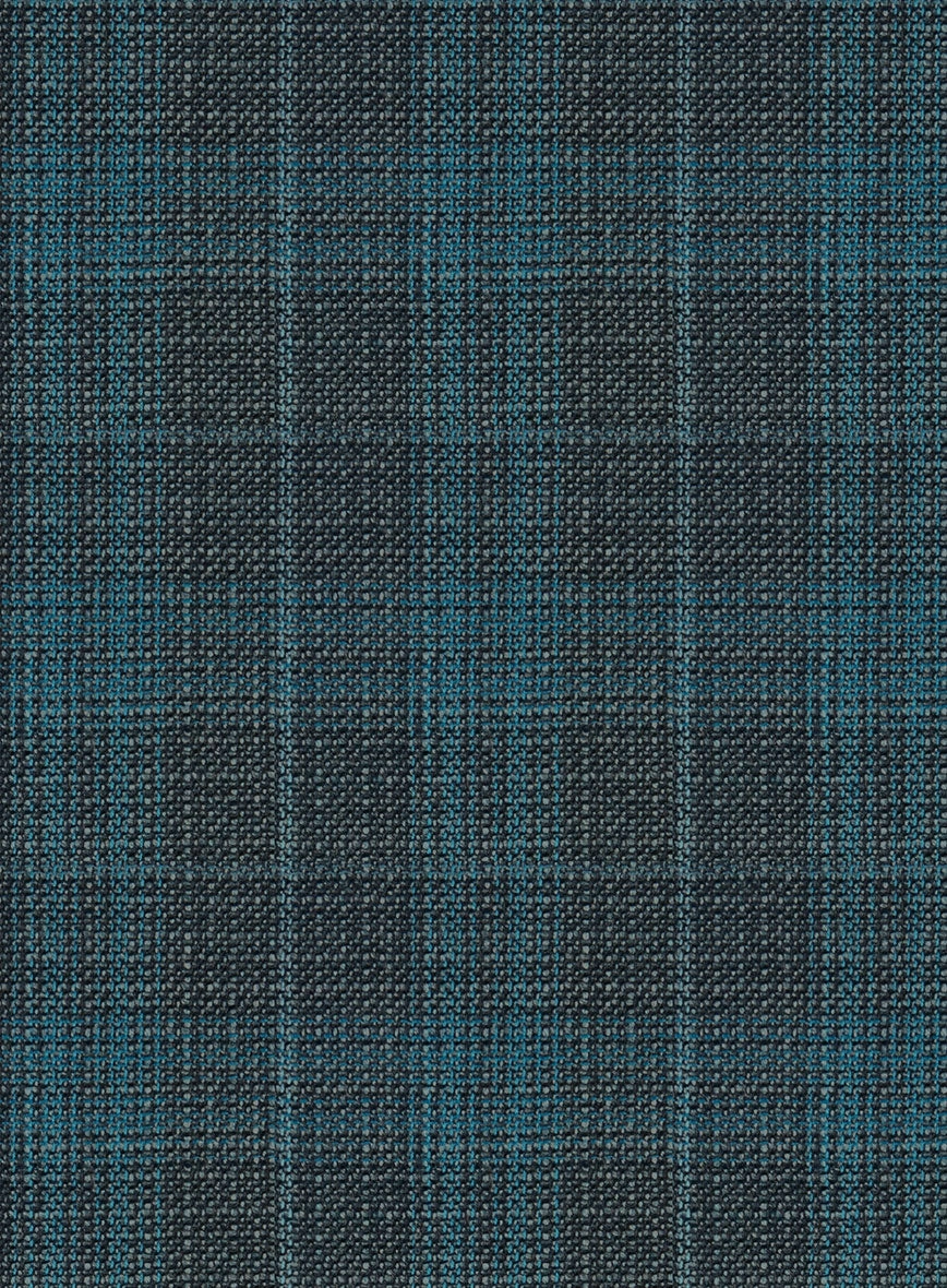 Reda Cyan Green Checks Wool Suit