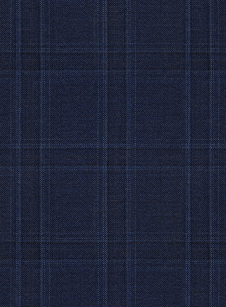 Reda Dark Navy Checks Wool Suit