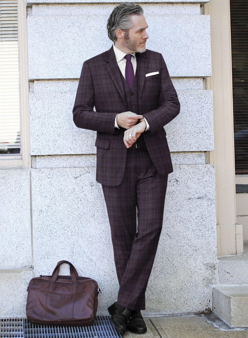 Reda Delgue Purple Checks Wool Suit