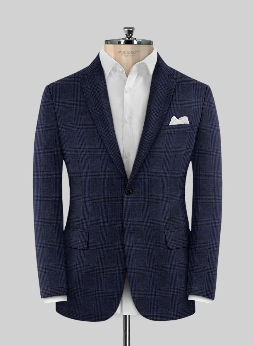 Reda Navy Checks Wool Suit