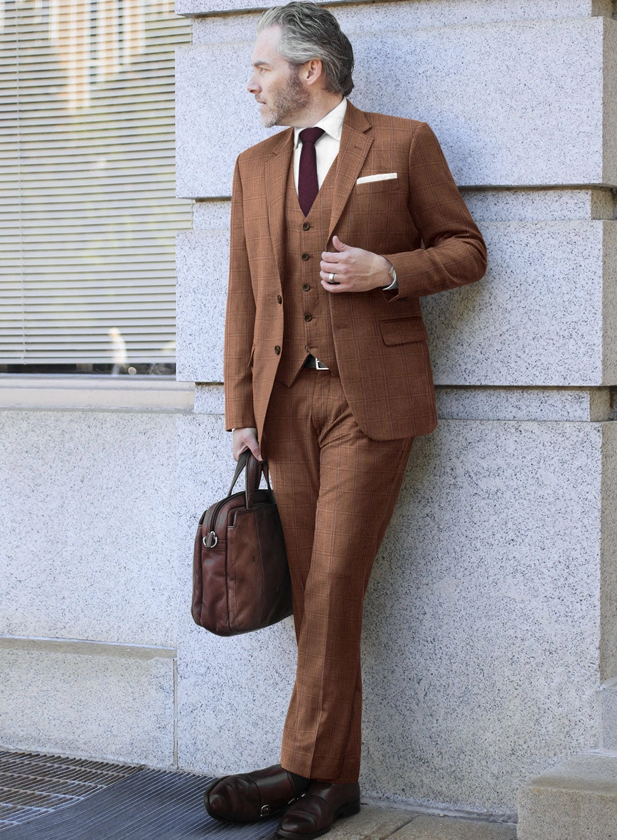 Reda Pacivi Brown Checks Wool Suit