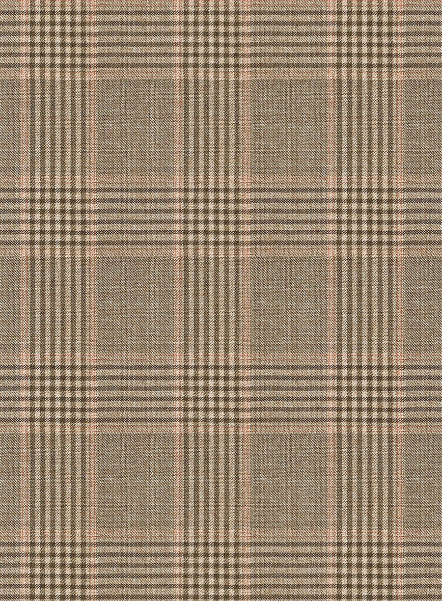 Reda Pale Brown Checks Wool Suit