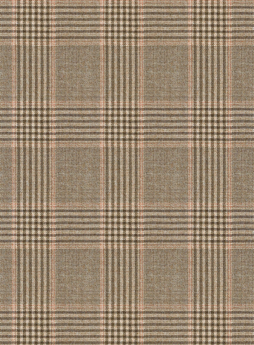 Reda Pale Brown Checks Wool Suit