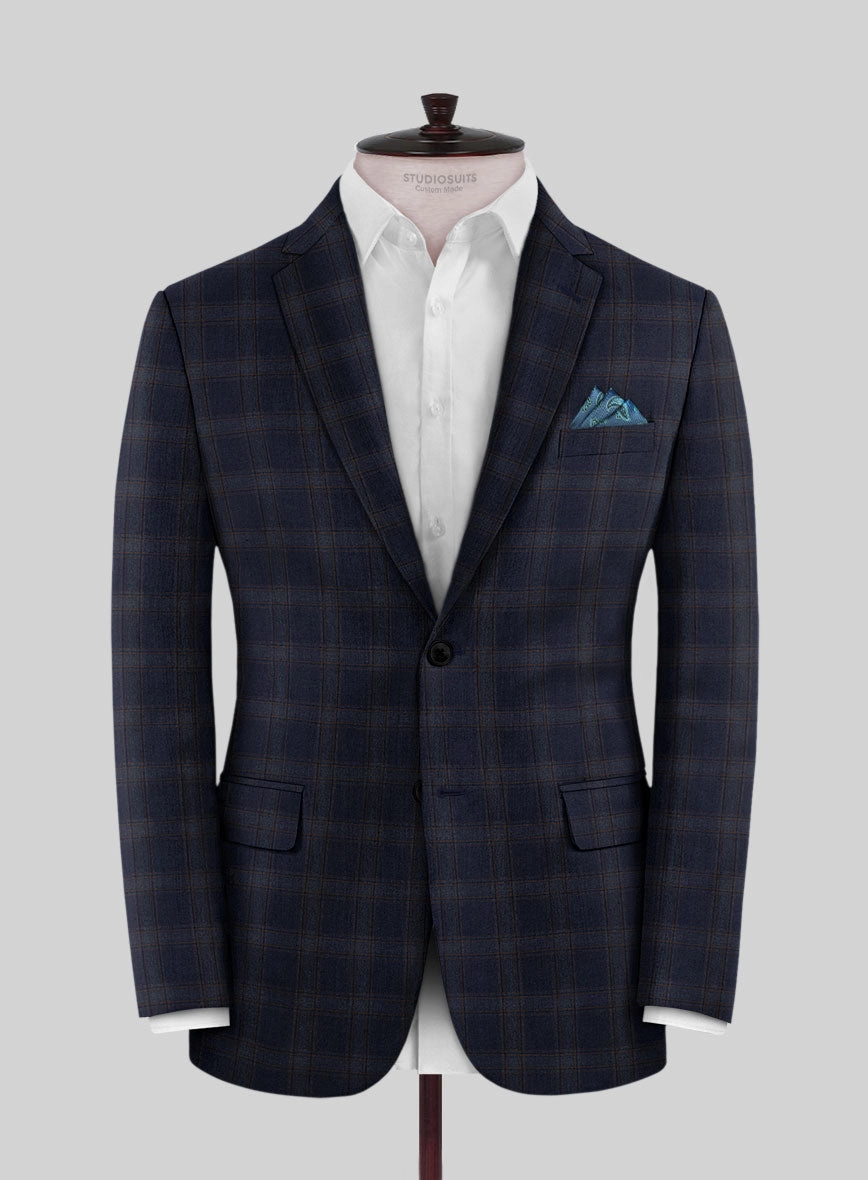 Reda Vidla Dark Blue Checks Wool Suit