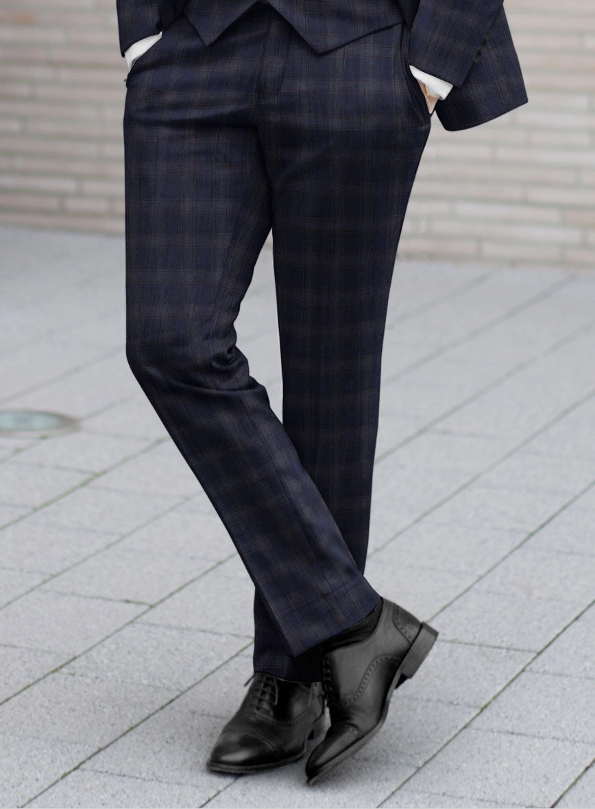 Reda Vidla Dark Blue Checks Wool Suit