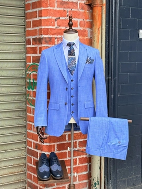Redding - Tailored 3pc Suit Sky Blue