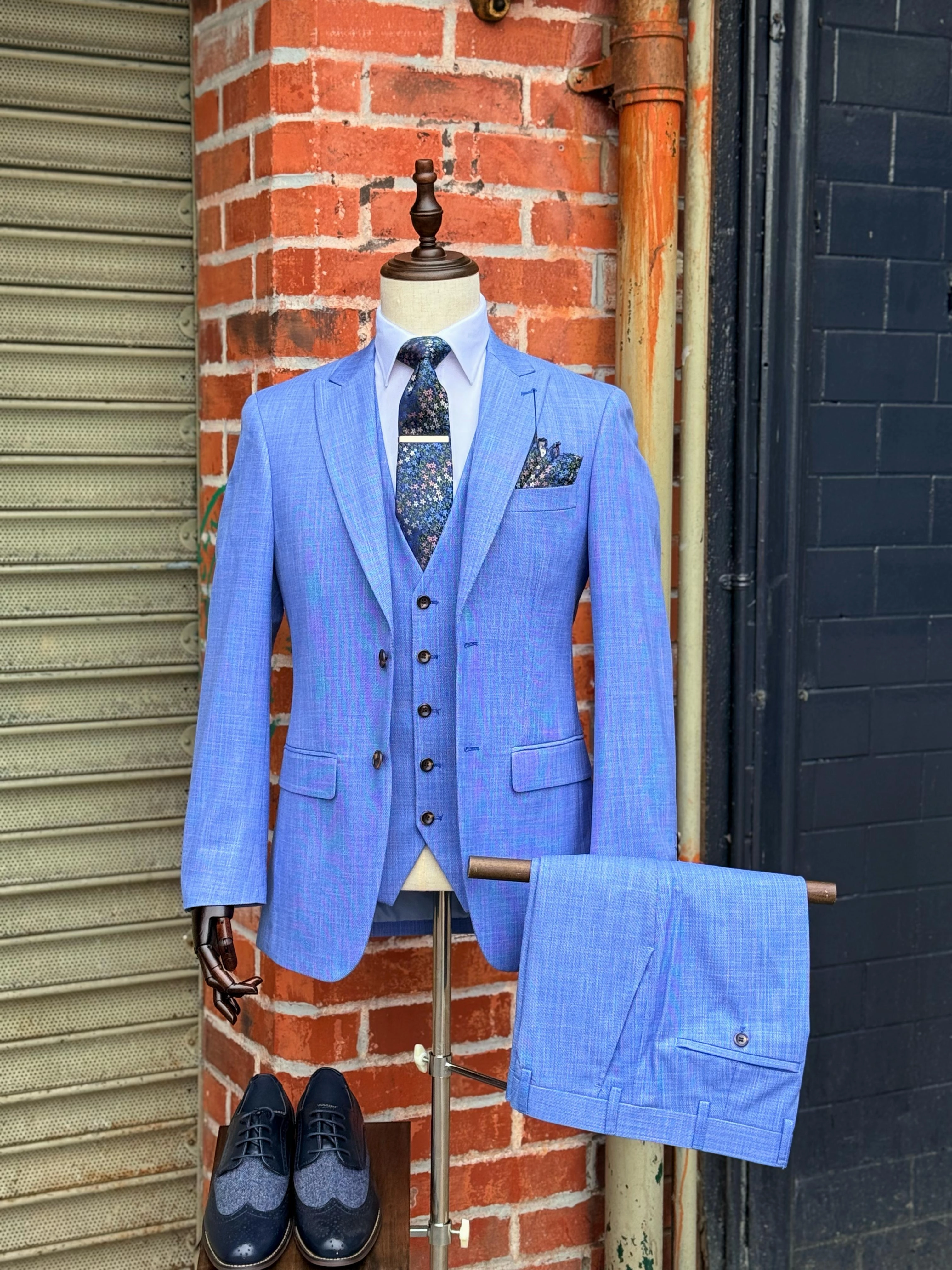 Redding - Tailored 3pc Suit Sky Blue