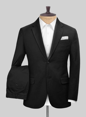 Scabal Black Cotton Stretch Suit