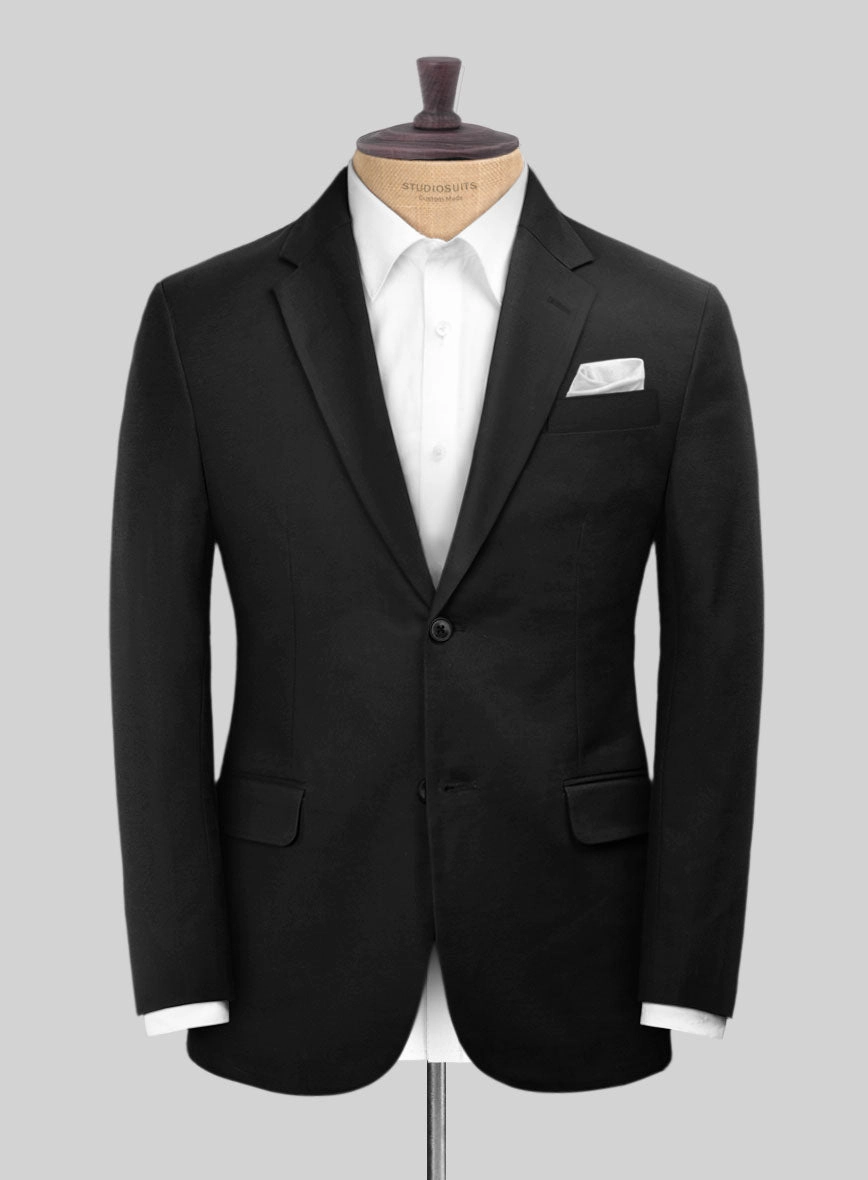 Scabal Black Cotton Stretch Suit