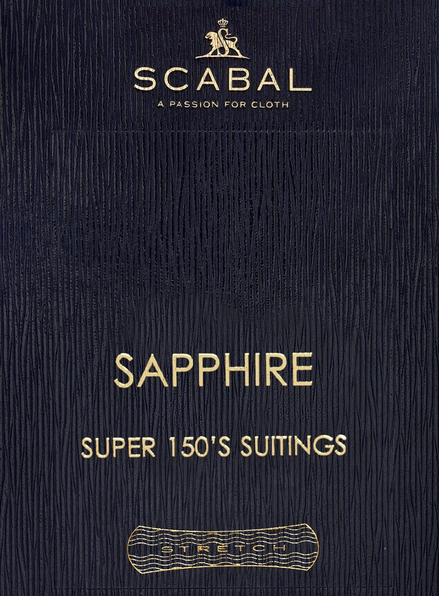 Scabal Sapphire Beaded Stripe Charcoal Wool Suit