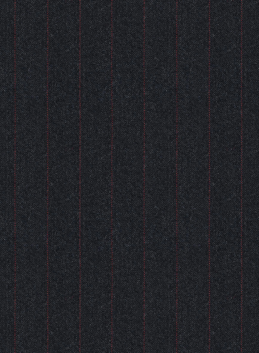 Scabal Sapphire Beaded Stripe Charcoal Wool Suit