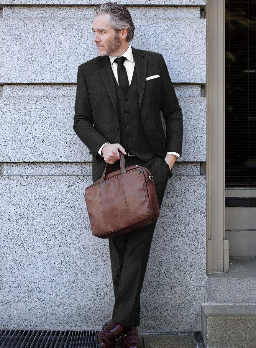 Scabal Sapphire Chalkstripe Gray Wool Suit
