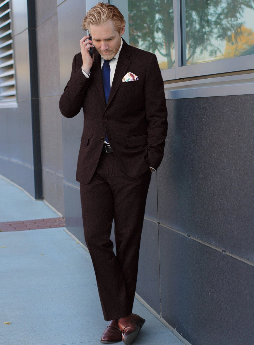 Scabal Sapphire Herringbone Wine Wool Suit