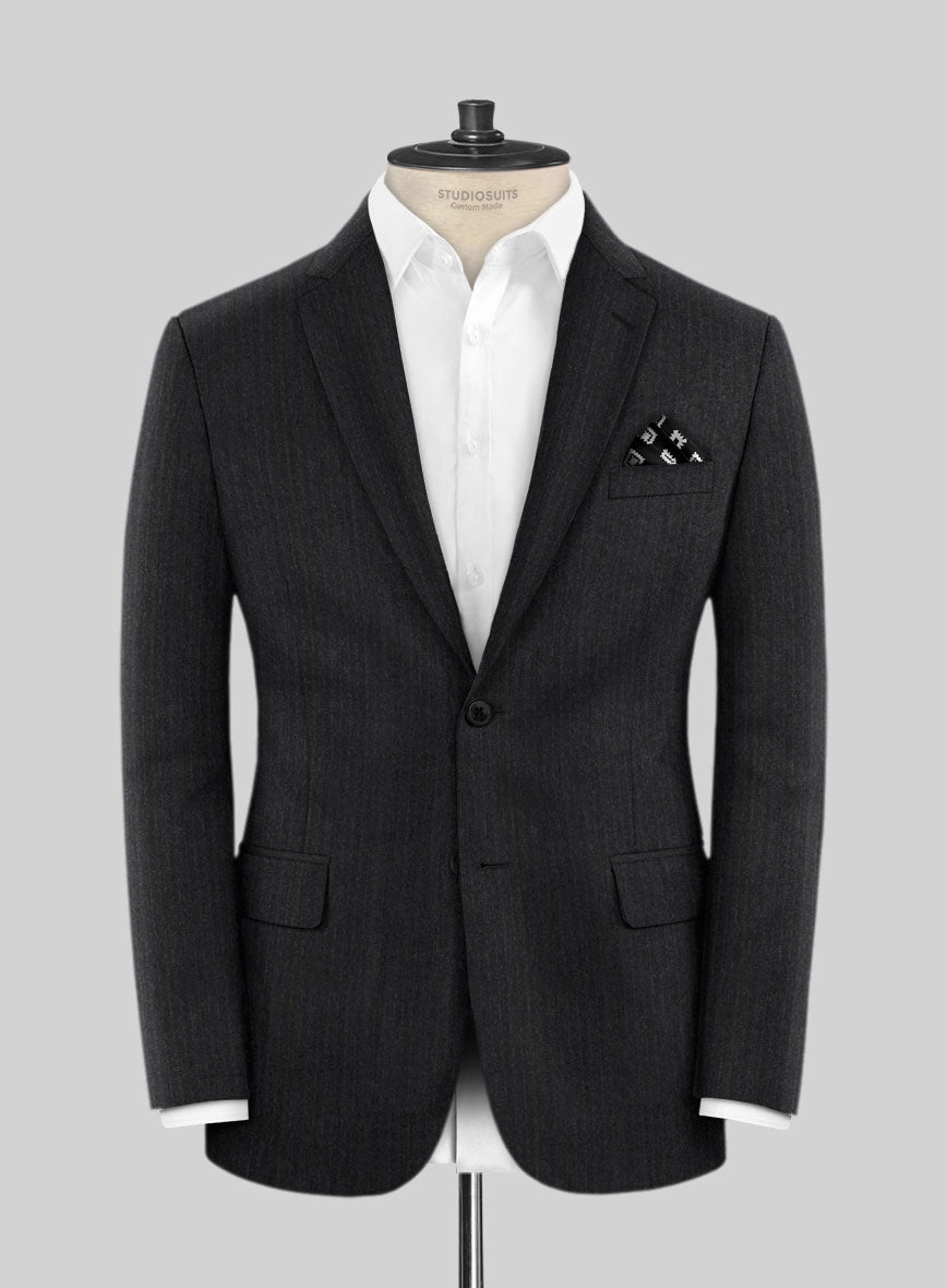 Scabal Sapphire Pinstripe Charcoal Wool Suit