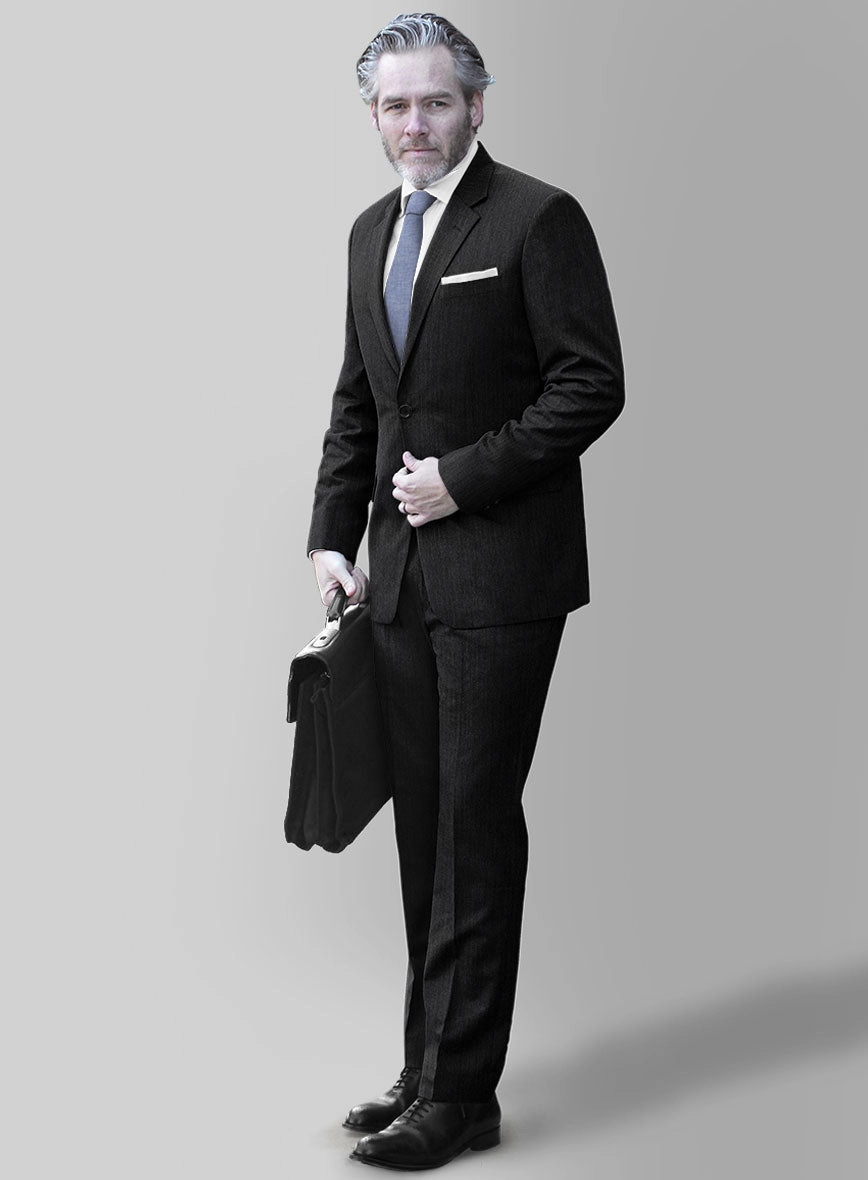 Scabal Sapphire Pinstripe Charcoal Wool Suit